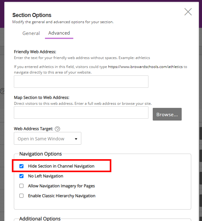Hide sections